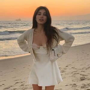 Mirror Palais Underwire Slip Dress in Pearl Size XXS